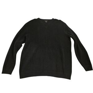 Eddie Bauer Mens Sweater Pullover XXL Ribbed V Neck 100% Cotton Dark Gray
